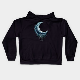 Musical crescent moon melting musical notes Kids Hoodie